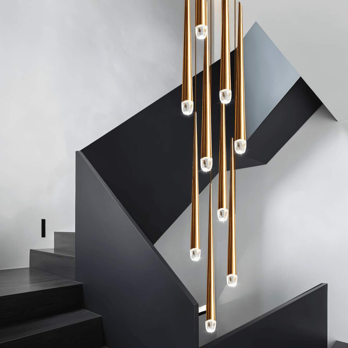 LumenCascade Modern Chandelier With Metal And Acrylic Pendants