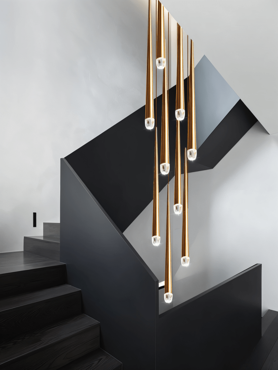 LumenCascade Modern Chandelier With Metal And Acrylic Pendants