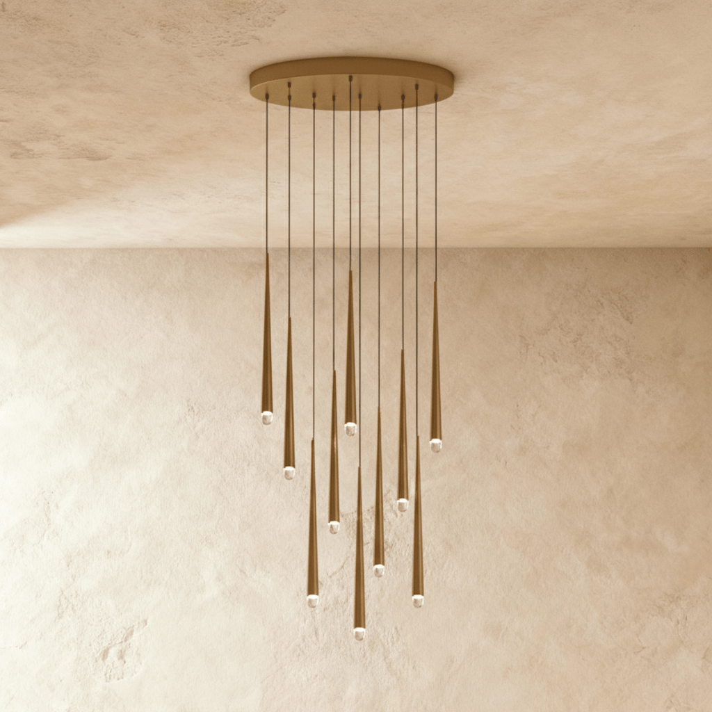 LumenCascade Modern Chandelier With Metal And Acrylic Pendants