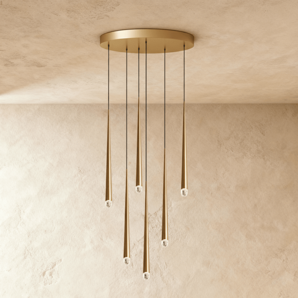 LumenCascade Modern Chandelier With Metal And Acrylic Pendants