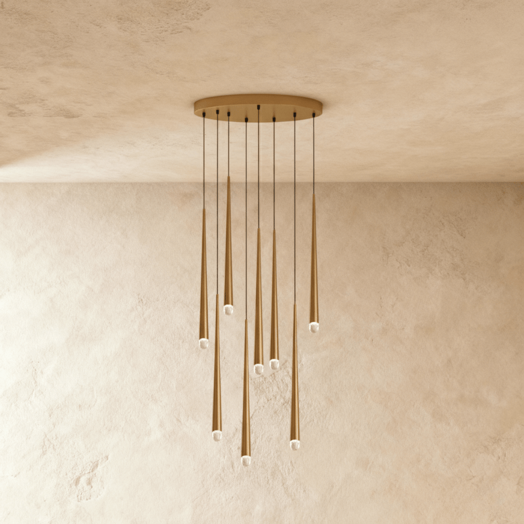 LumenCascade Modern Chandelier With Metal And Acrylic Pendants