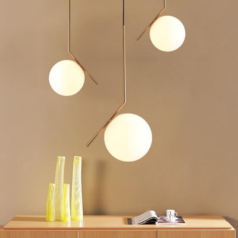 Aureno Globe Pendant Light, Opal Glass Shade, 4 Finishes