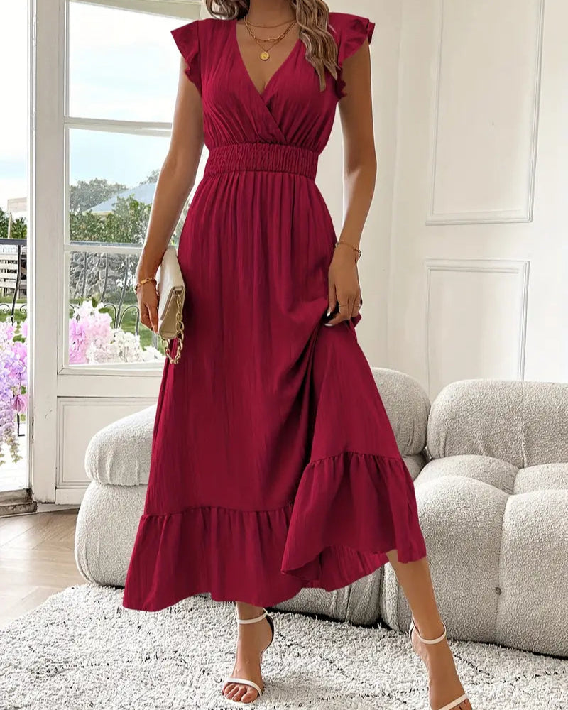 LOLI I ROBE À COL EN V ET MANCHES À VOLANTS
