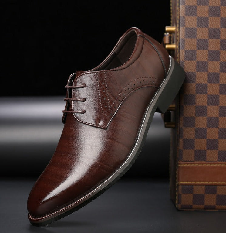 AeroStride Men's Leather Lace-Up Shoes, Breathable All-Day Comfort