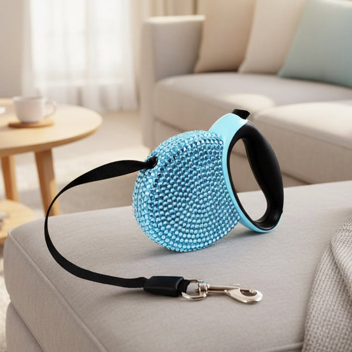 Luxury Retractable Leash with Rhinestones for Small Dogs & Cats - Fioriscas