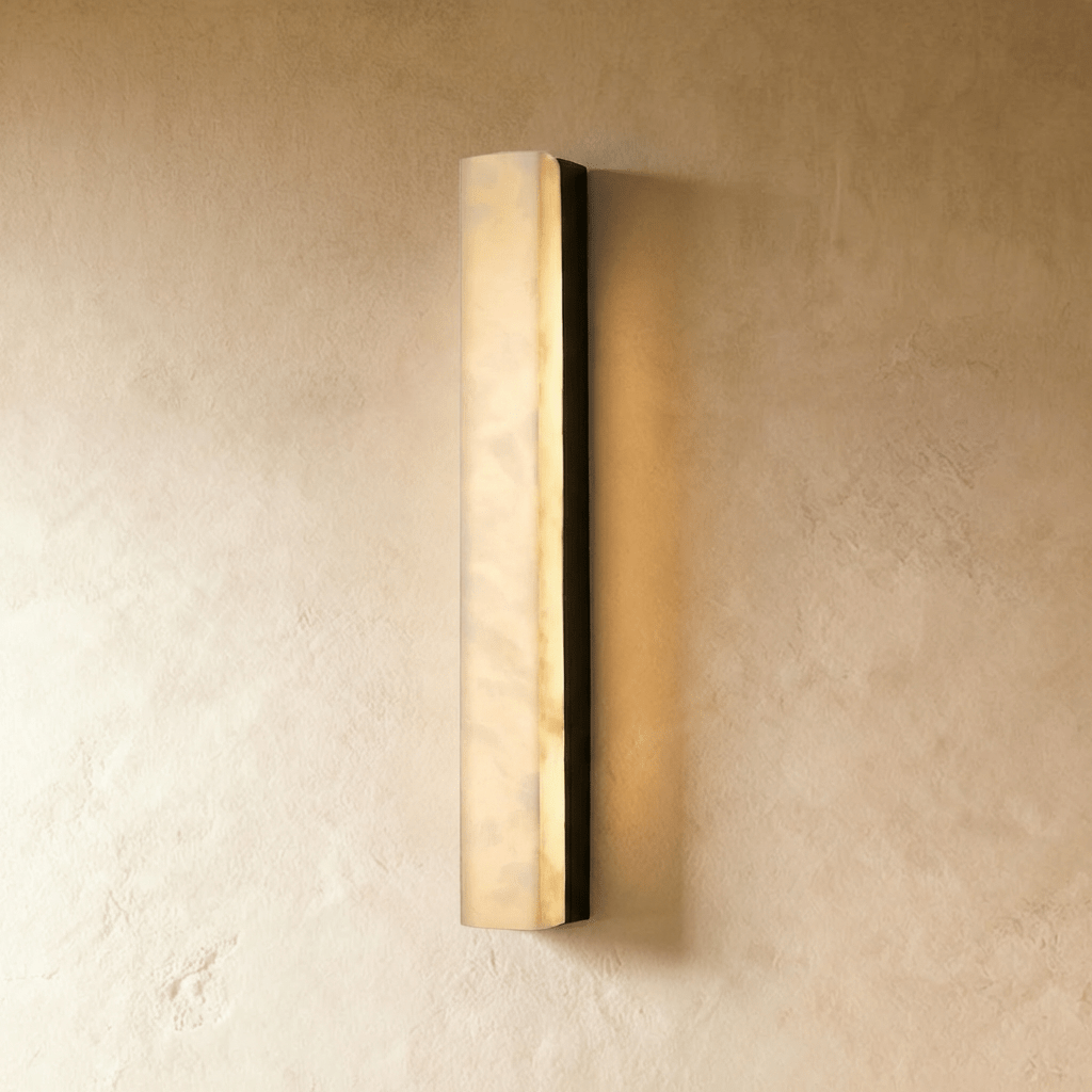 AstraLume Brass And Alabaster Slim Wall Light For Modern Interiors