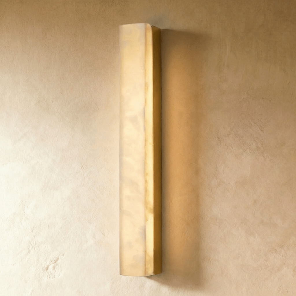 AstraLume Brass And Alabaster Slim Wall Light For Modern Interiors