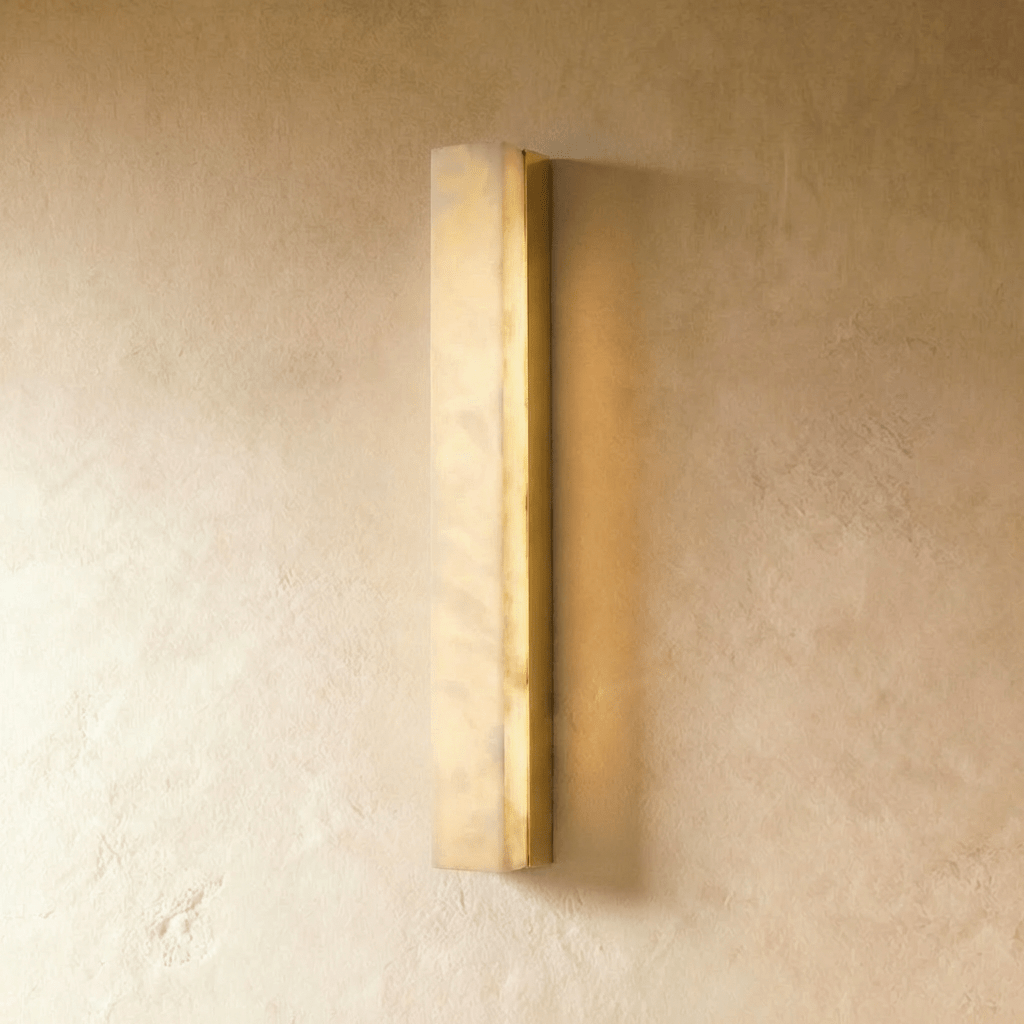 AstraLume Brass And Alabaster Slim Wall Light For Modern Interiors
