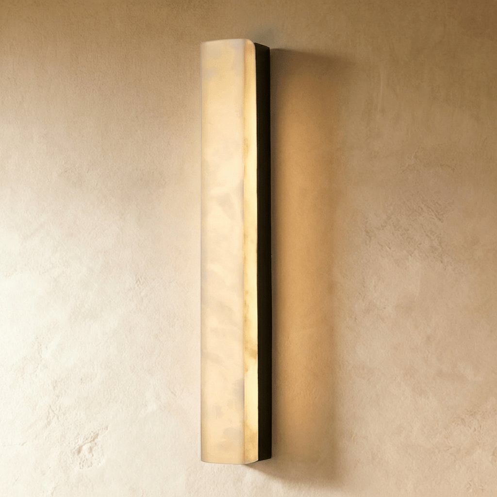 AstraLume Brass And Alabaster Slim Wall Light For Modern Interiors