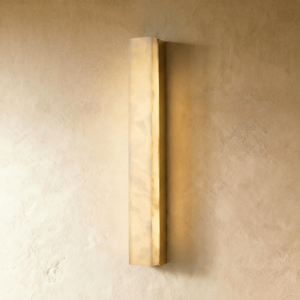 AstraLume Brass And Alabaster Slim Wall Light For Modern Interiors