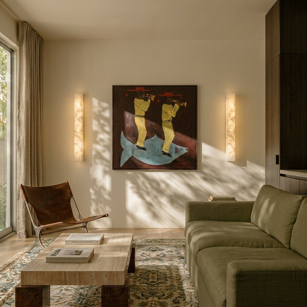 AstraLume Brass And Alabaster Slim Wall Light For Modern Interiors