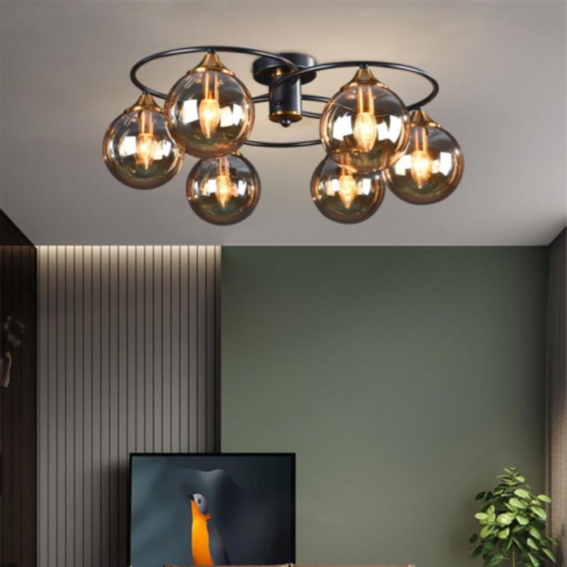 Valentina Nordic Bubble Glass Ceiling Light, Gray/Amber | Fioriscas