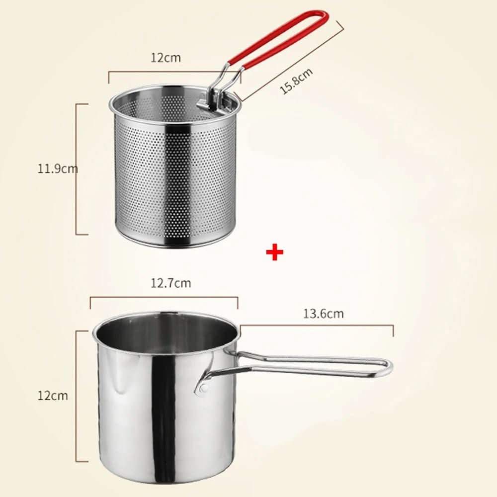 Friteuse en acier inoxydable avec poignée anti-brûlure et design économiseur d'huile - Fioriscas