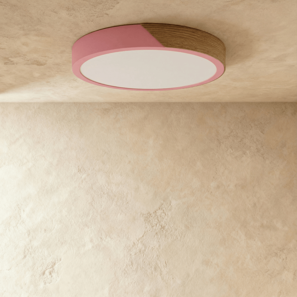 Aurora Wood And Iron Ceiling Light With White Diffuser