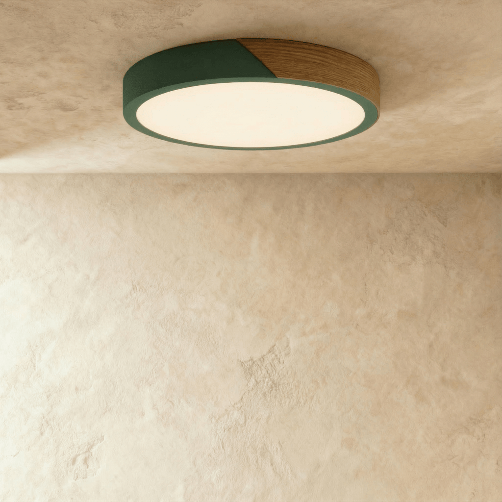 Aurora Wood And Iron Ceiling Light With White Diffuser