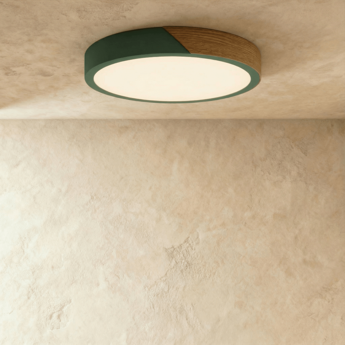 Aurora Wood And Iron Ceiling Light With White Diffuser
