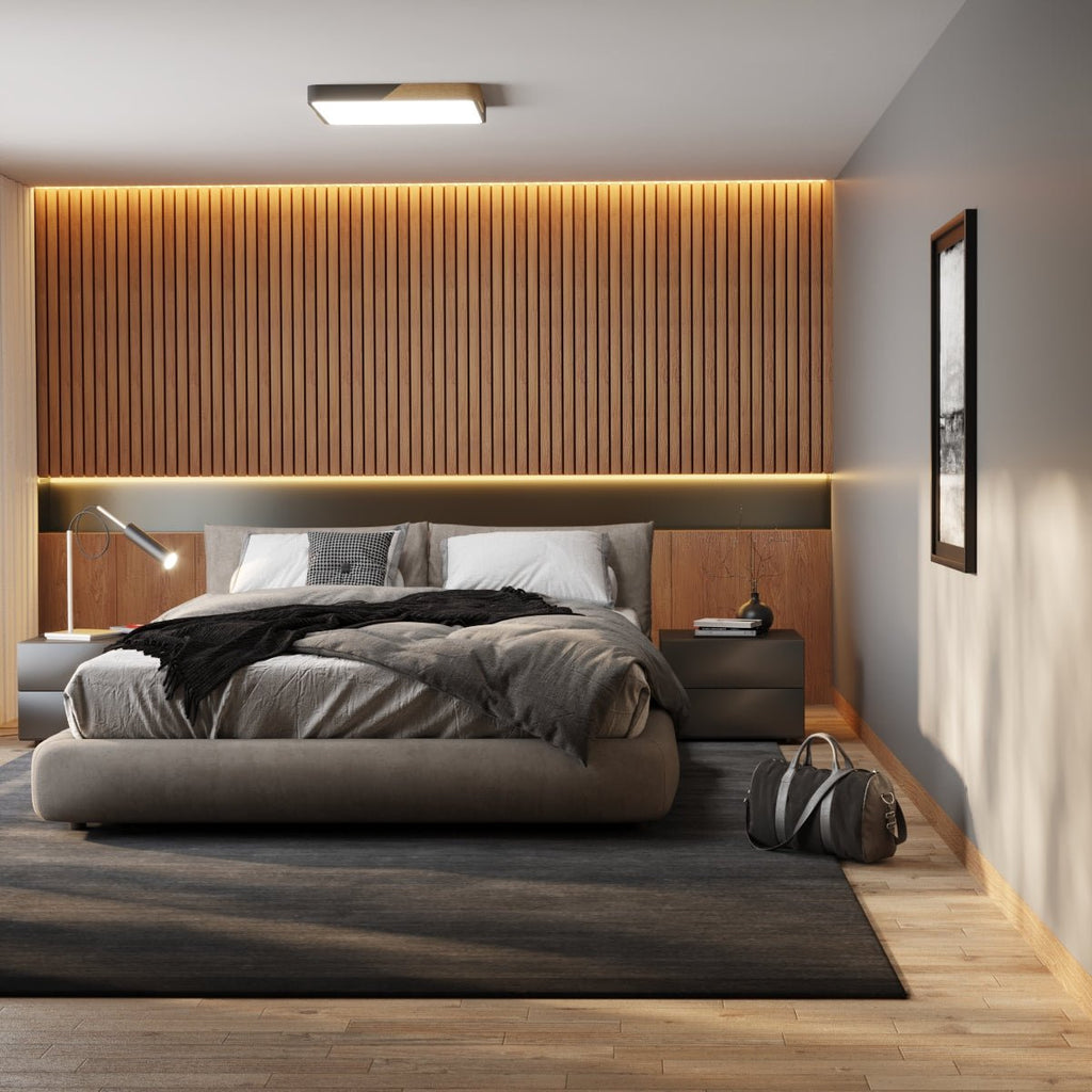 Aurora Wood And Iron Ceiling Light With White Diffuser