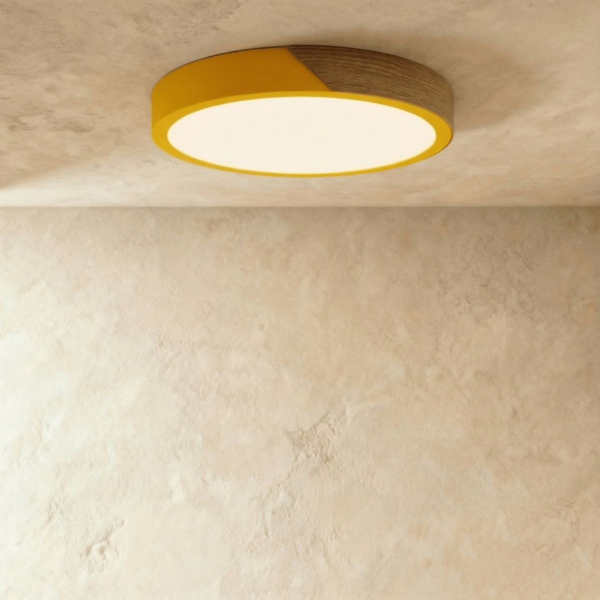 Aurora Wood And Iron Ceiling Light With White Diffuser