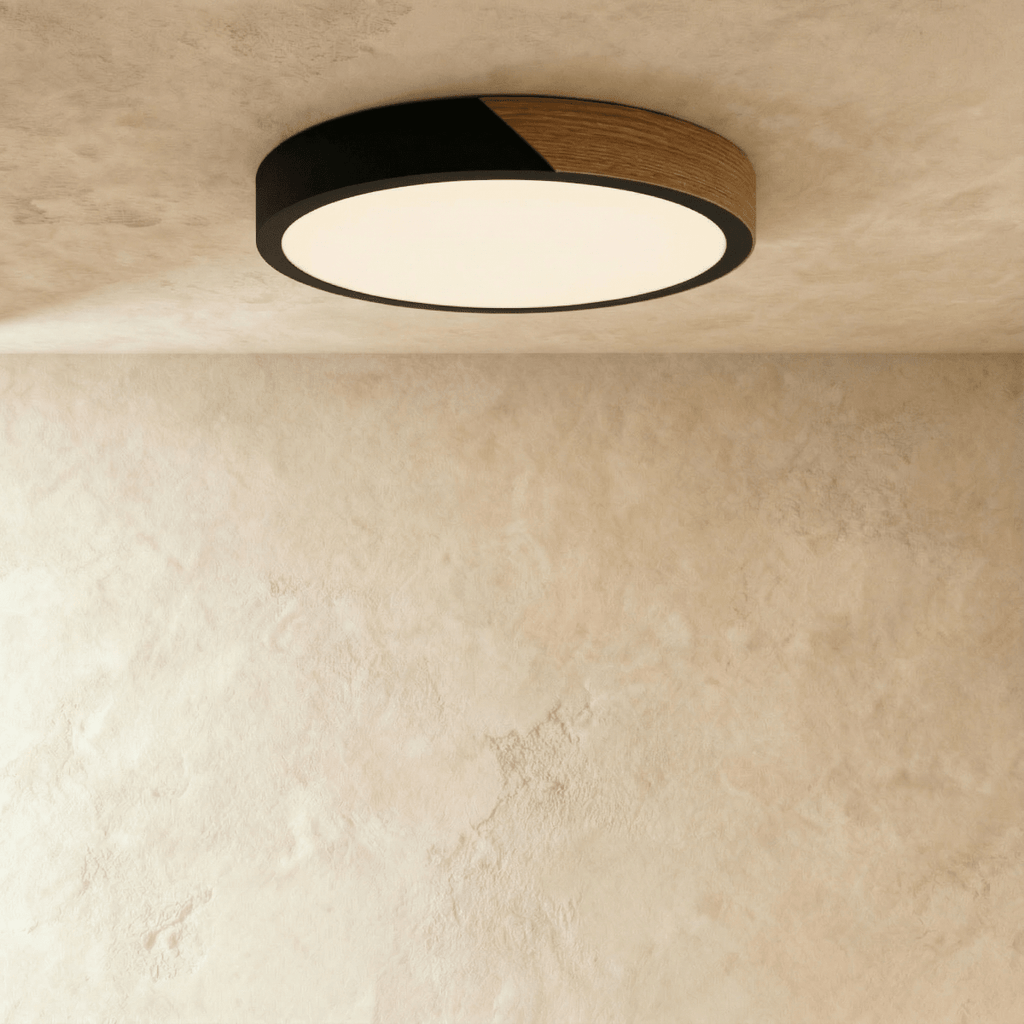 Aurora Wood And Iron Ceiling Light With White Diffuser