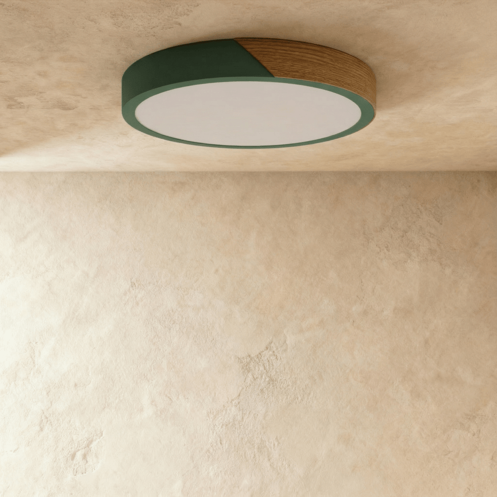 Aurora Wood And Iron Ceiling Light With White Diffuser