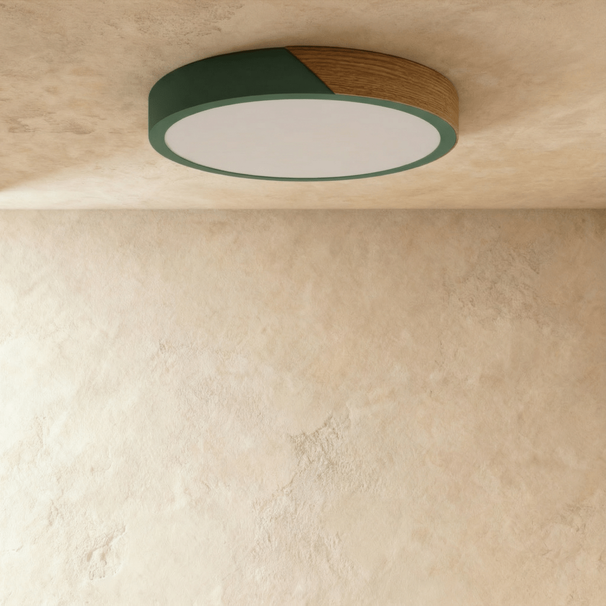 Aurora Wood And Iron Ceiling Light With White Diffuser