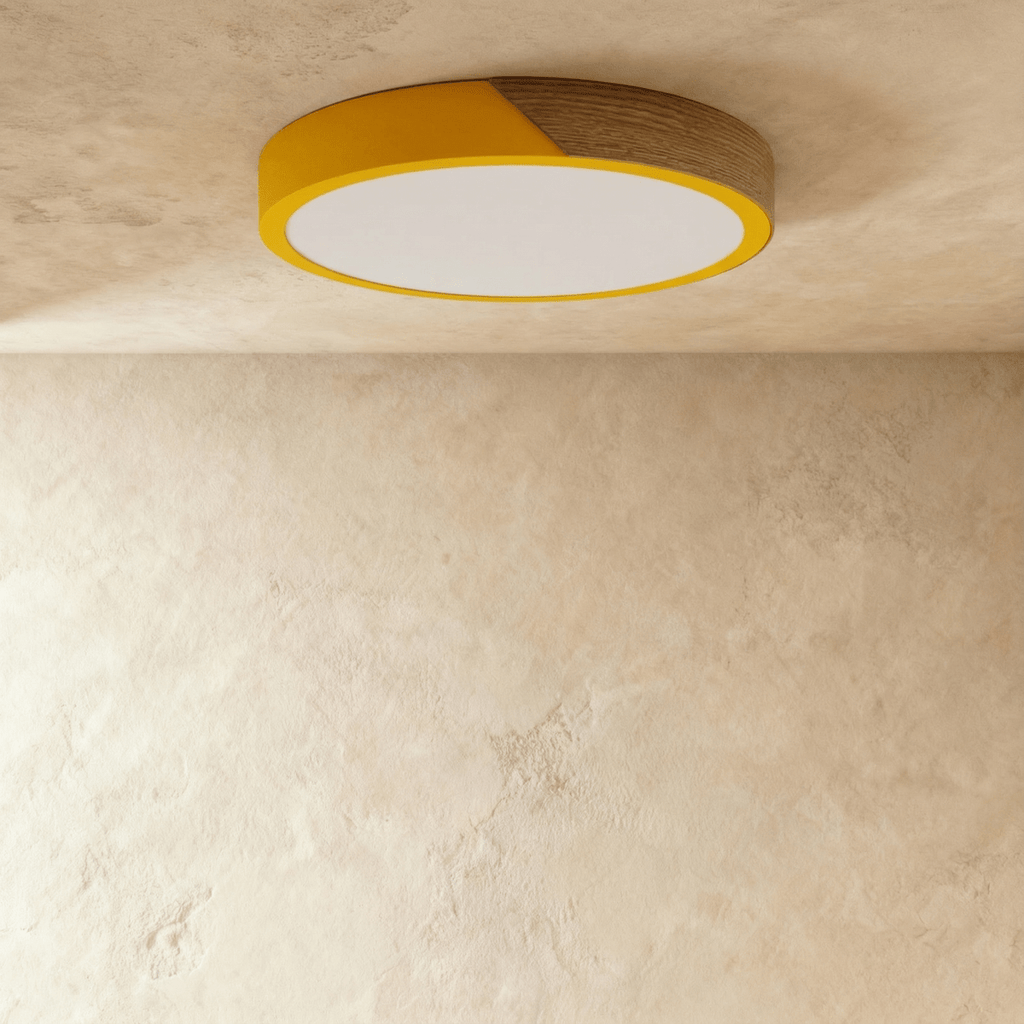 Aurora Wood And Iron Ceiling Light With White Diffuser