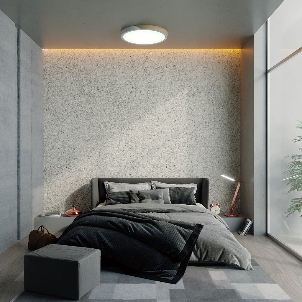 Aurora Wood And Iron Ceiling Light With White Diffuser