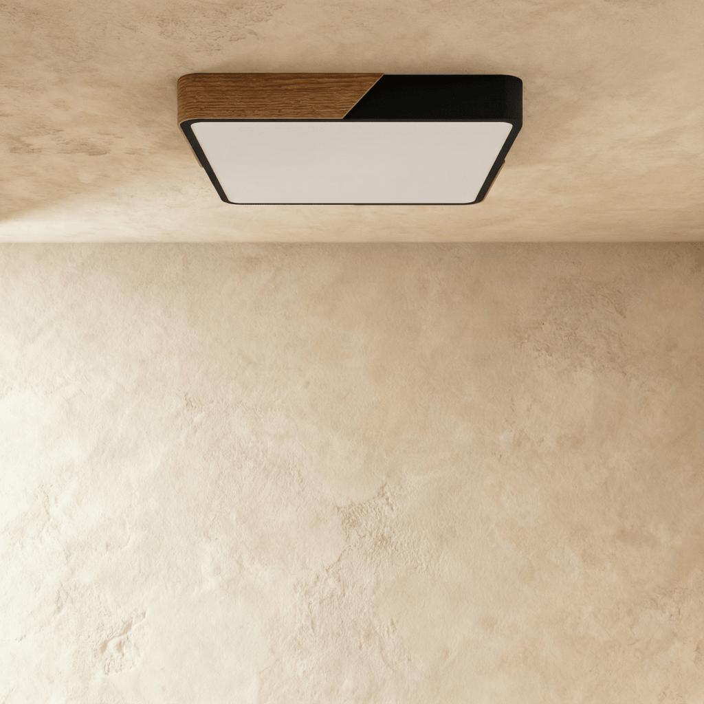 Aurora Wood And Iron Ceiling Light With White Diffuser