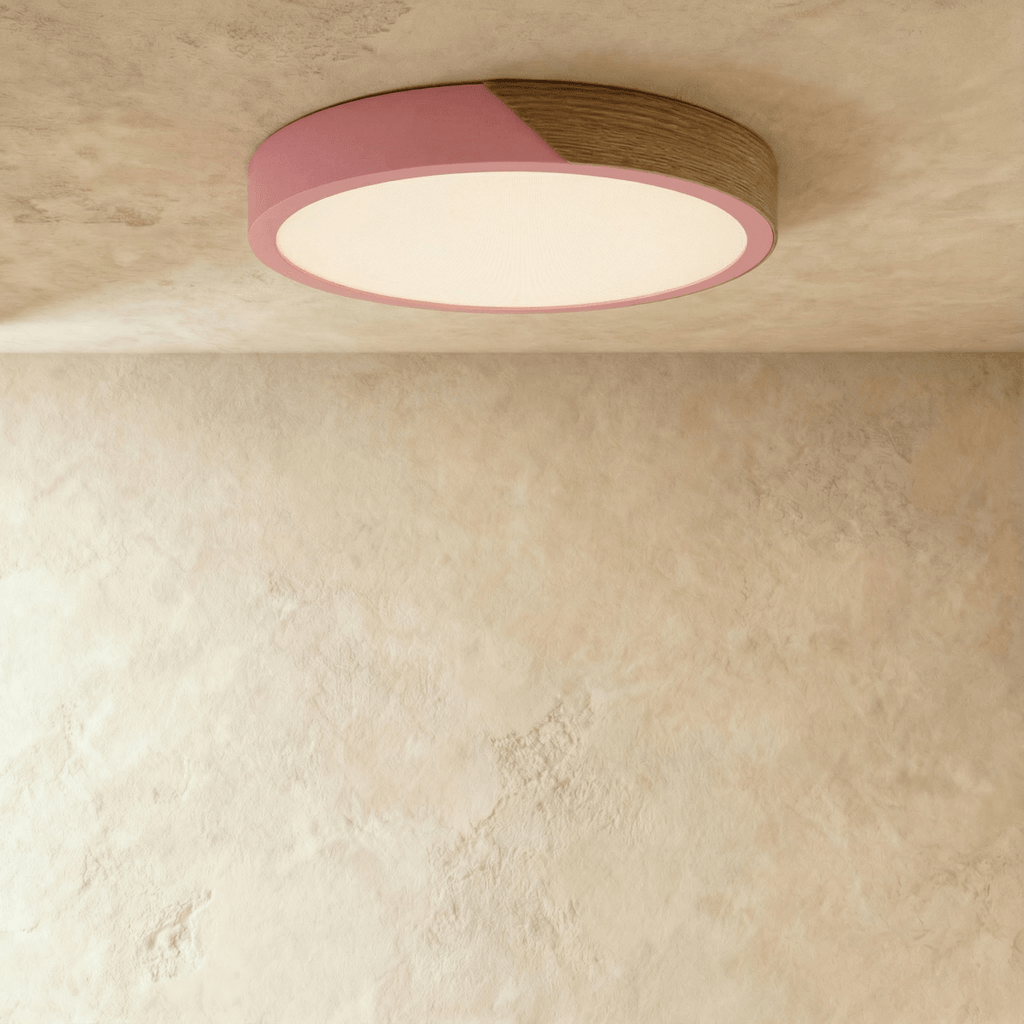 Aurora Wood And Iron Ceiling Light With White Diffuser