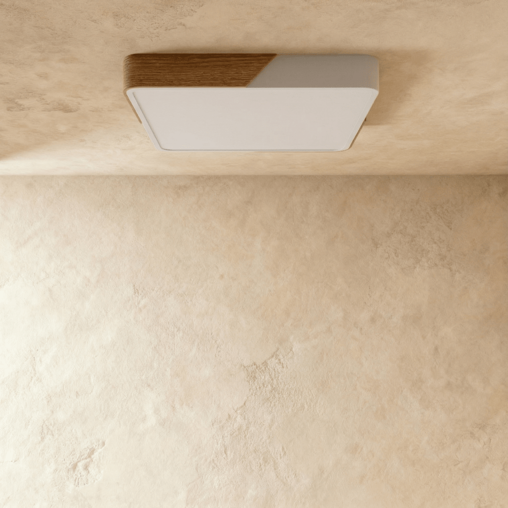 Aurora Wood And Iron Ceiling Light With White Diffuser