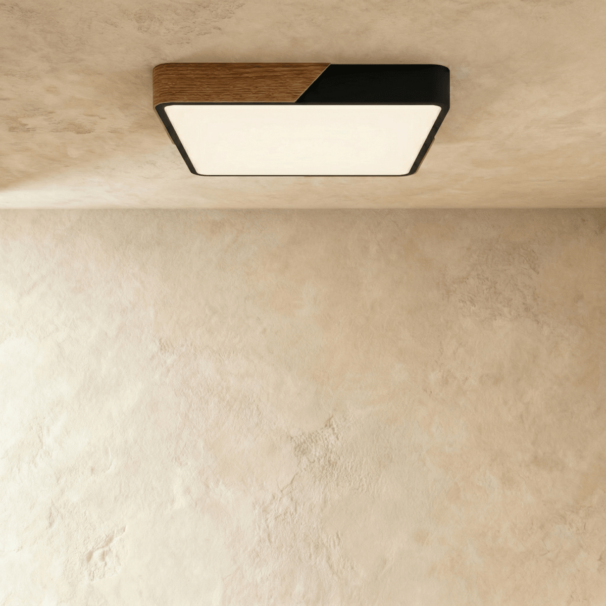 Aurora Wood And Iron Ceiling Light With White Diffuser