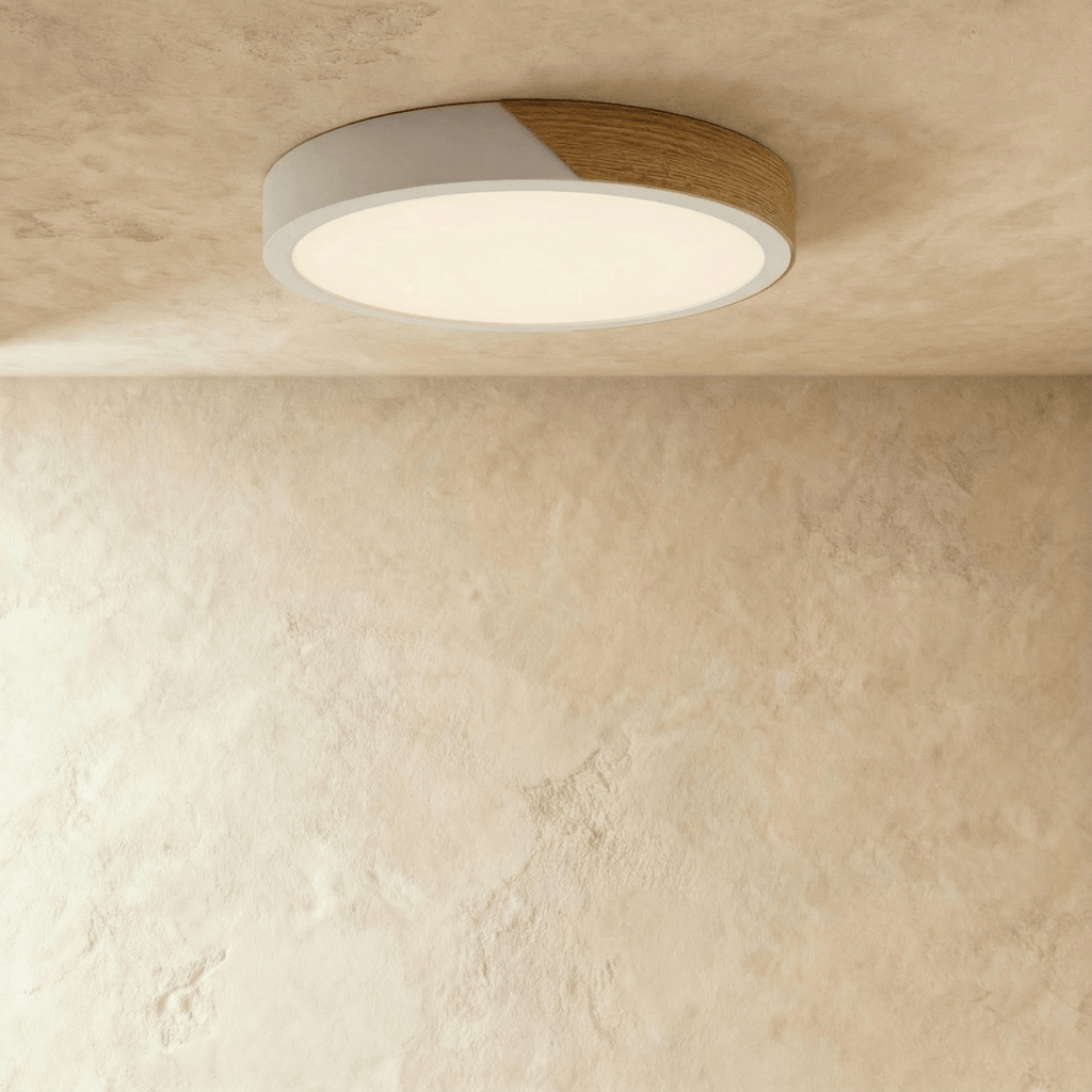 Aurora Wood And Iron Ceiling Light With White Diffuser