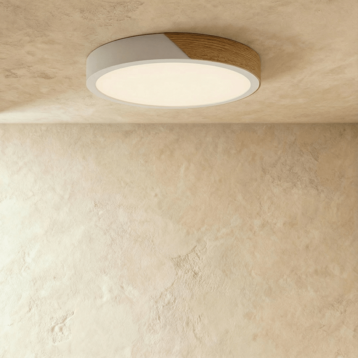 Aurora Wood And Iron Ceiling Light With White Diffuser