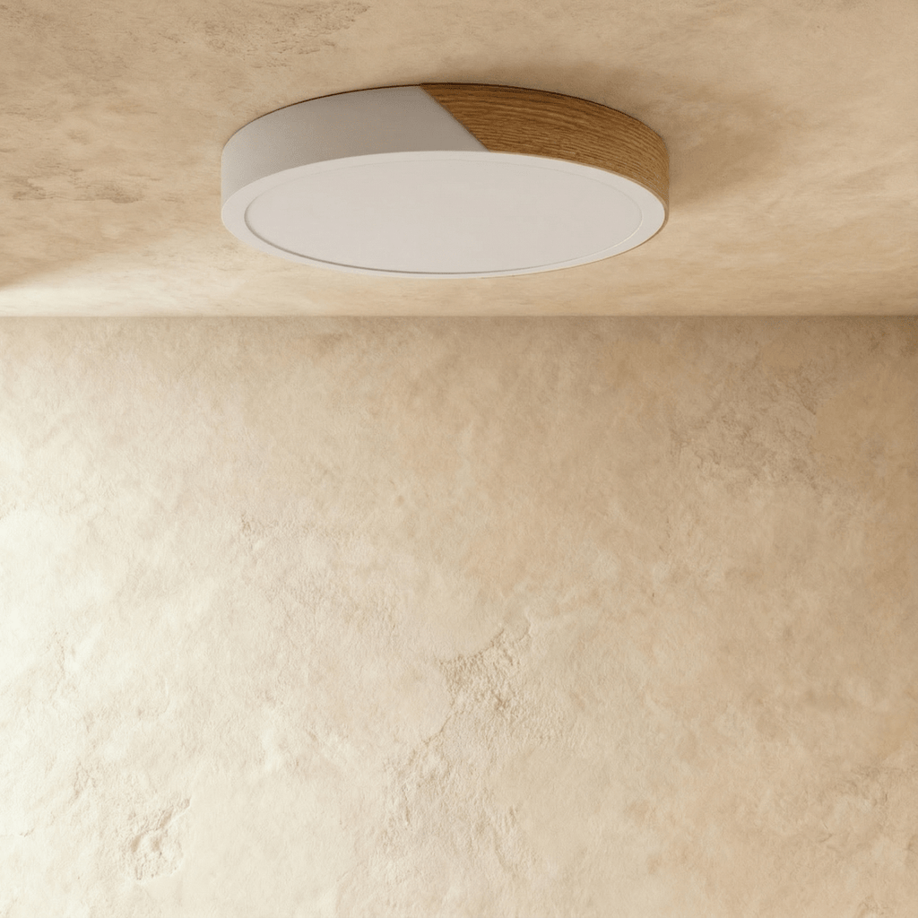 Aurora Wood And Iron Ceiling Light With White Diffuser
