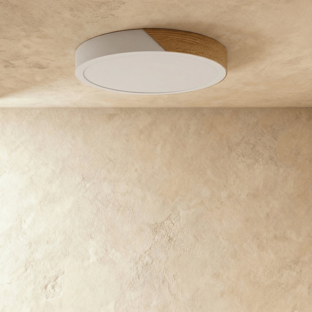 Aurora Wood And Iron Ceiling Light With White Diffuser