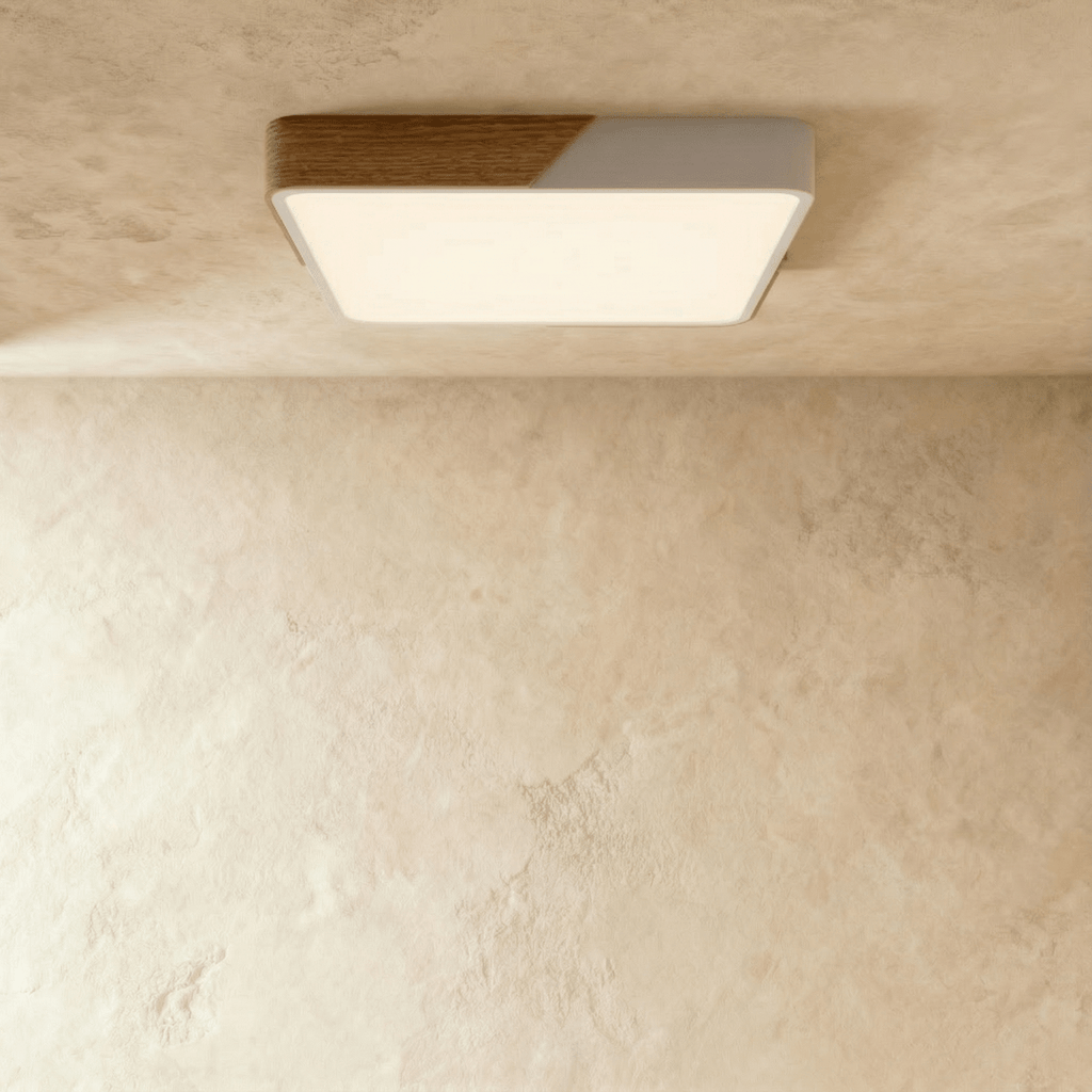 Aurora Wood And Iron Ceiling Light With White Diffuser