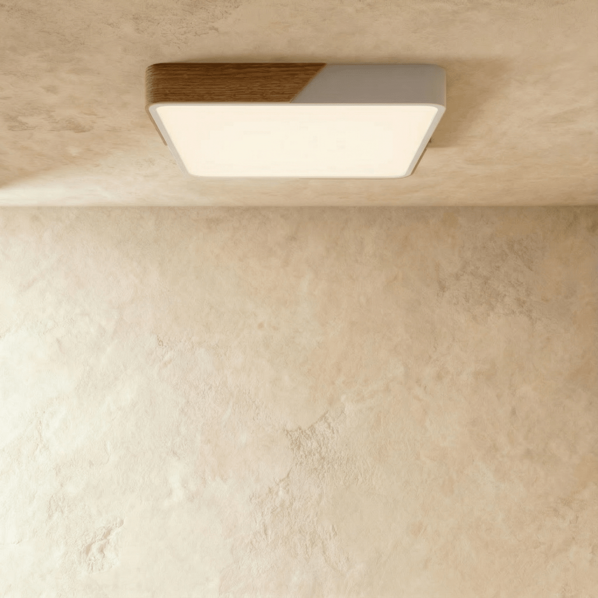 Aurora Wood And Iron Ceiling Light With White Diffuser