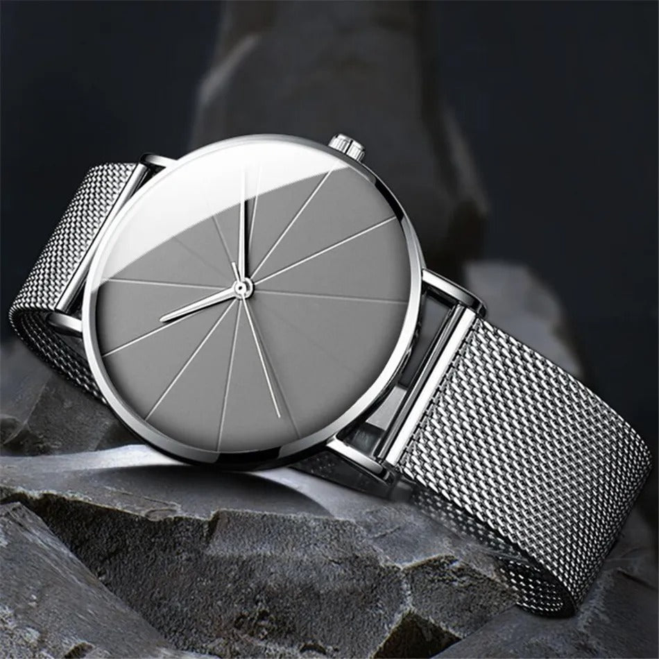 Herrenarmbanduhr aus Edelstahl, markantes 37-mm-Zifferblatt, 5 Farbvarianten