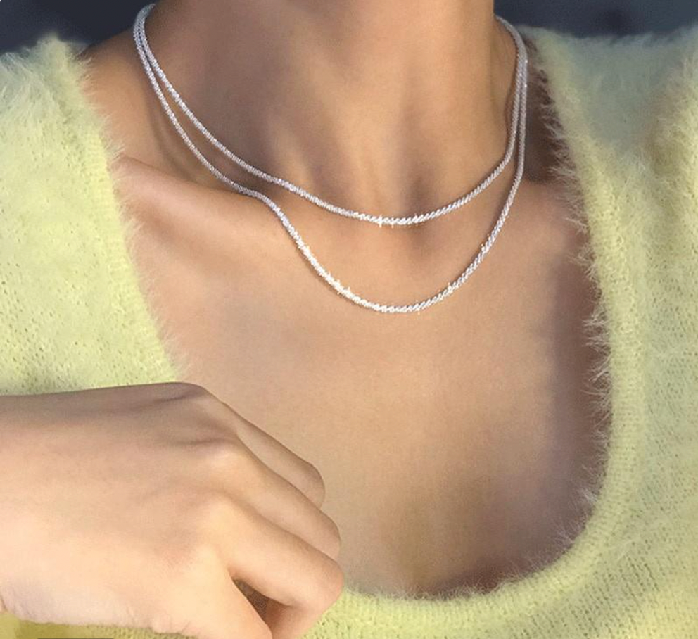 Sterling Silver Necklace Set With Starlight Pendants, Layered Duo, Lyssara