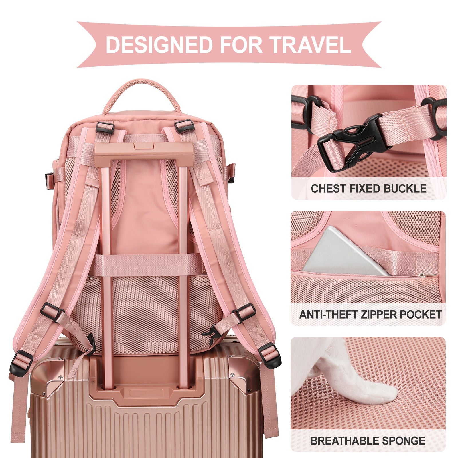Rozšiřitelný cestovní batoh Solara Glide, 45 l, unisex palubní zavazadlo s přihrádkou na notebook