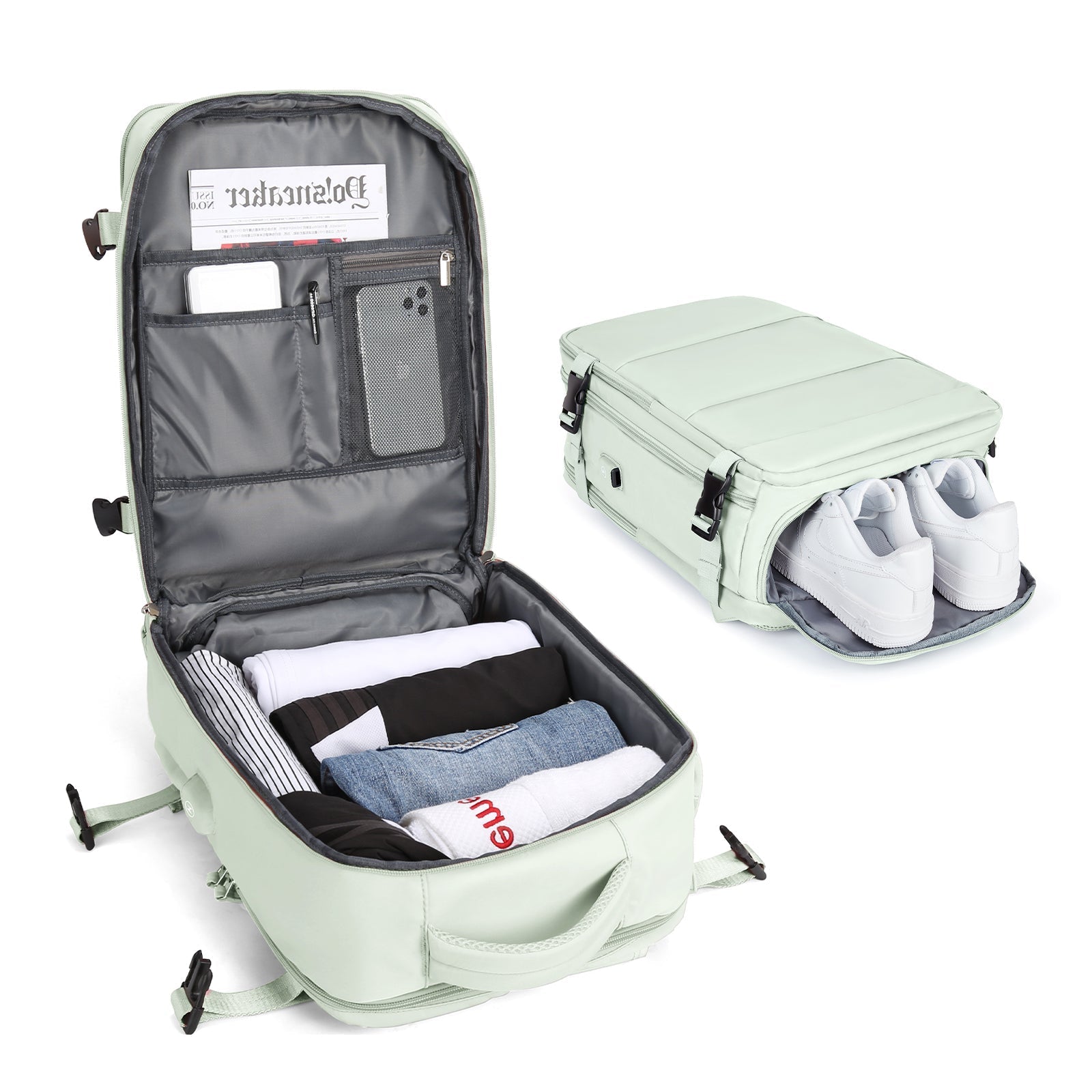 Rozšiřitelný cestovní batoh Solara Glide, 45 l, unisex palubní zavazadlo s přihrádkou na notebook