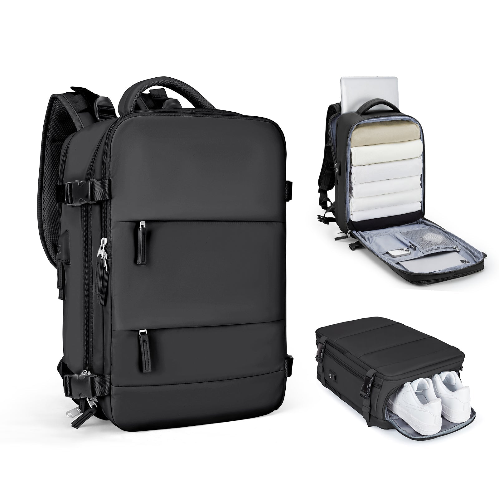 Rozšiřitelný cestovní batoh Solara Glide, 45 l, unisex palubní zavazadlo s přihrádkou na notebook