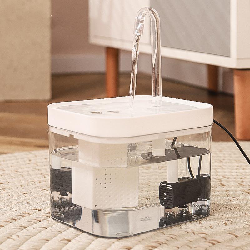 Stille, automatisk vandfontæne til katte, 1,5 l tank med automatisk filter