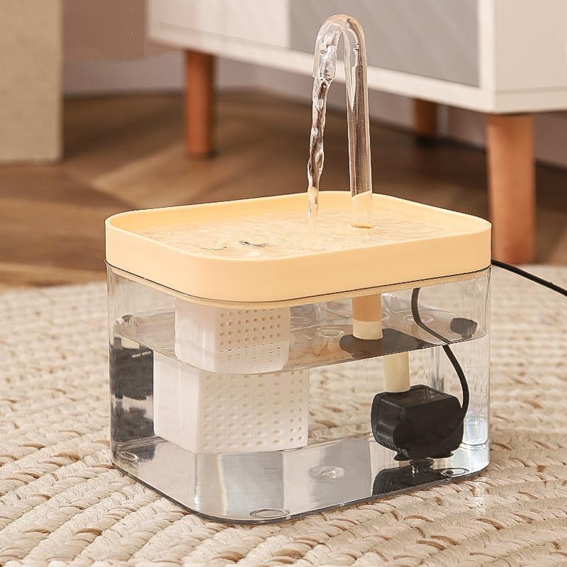 Stille, automatisk vandfontæne til katte, 1,5 l tank med automatisk filter