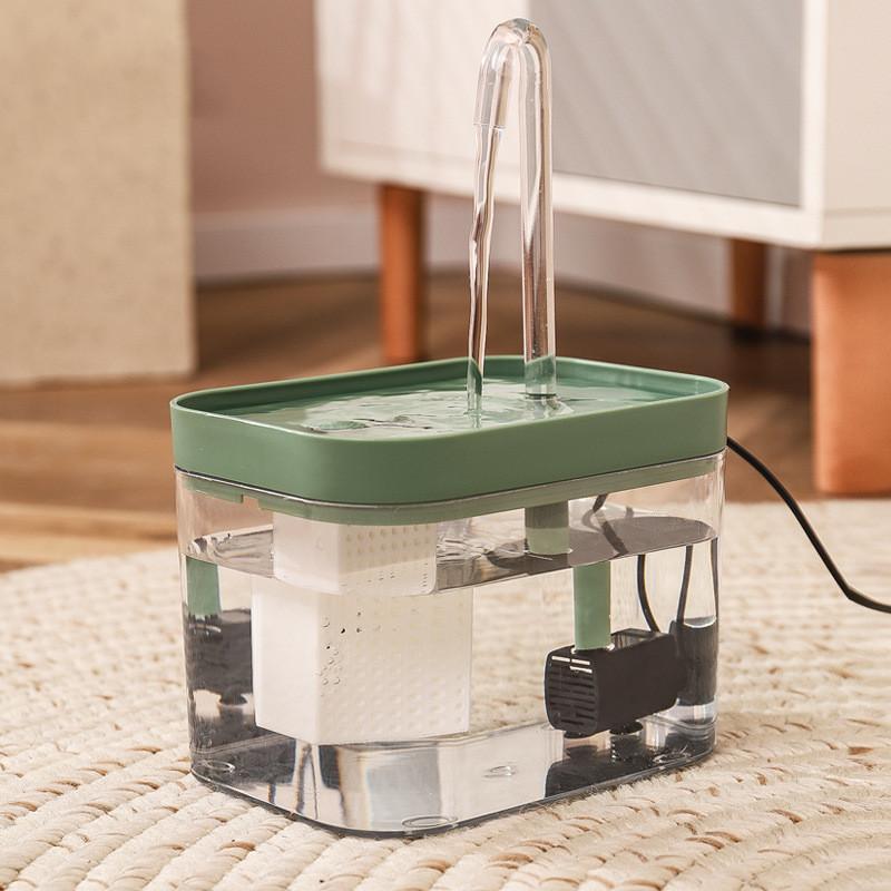 Stille, automatisk vandfontæne til katte, 1,5 l tank med automatisk filter