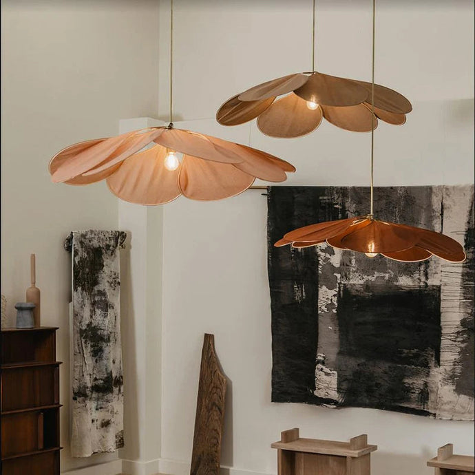 Gelaagde stoffen hanglamp, bloemmotief, Petalume