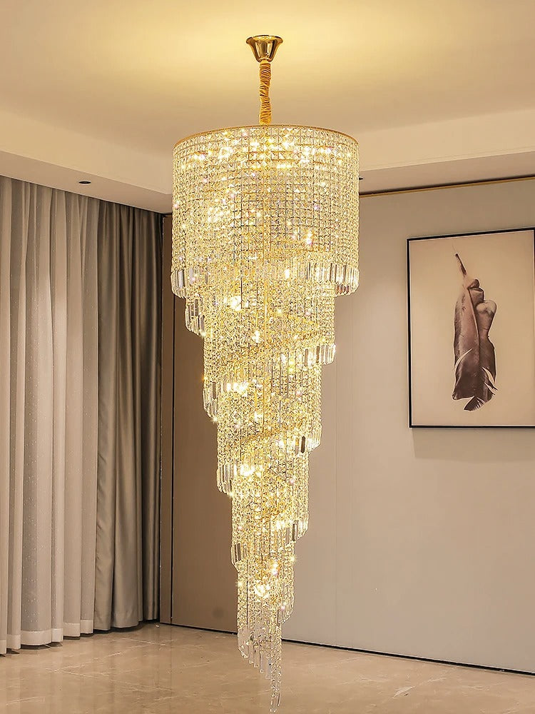 Ardmore trappekrystal lysekrone, K9-krystal, guld eller krom