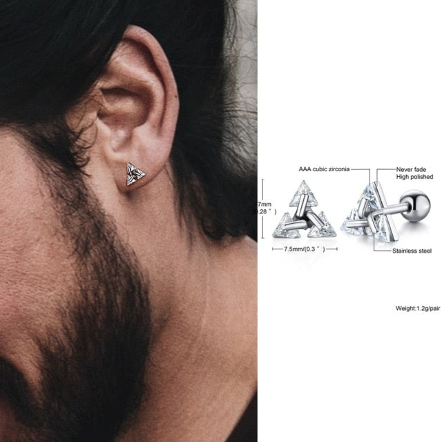 Geometric Triangle Studs, Luminia 925 Silver Earrings For Daily Wear