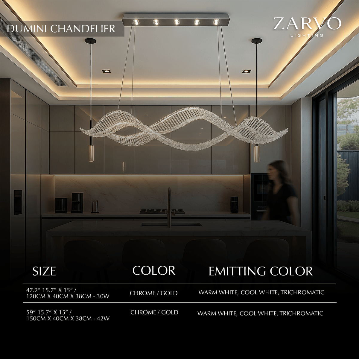 Undulating Crystal Arc Chandelier In Brushed Steel With Gold Or Chrome Finish