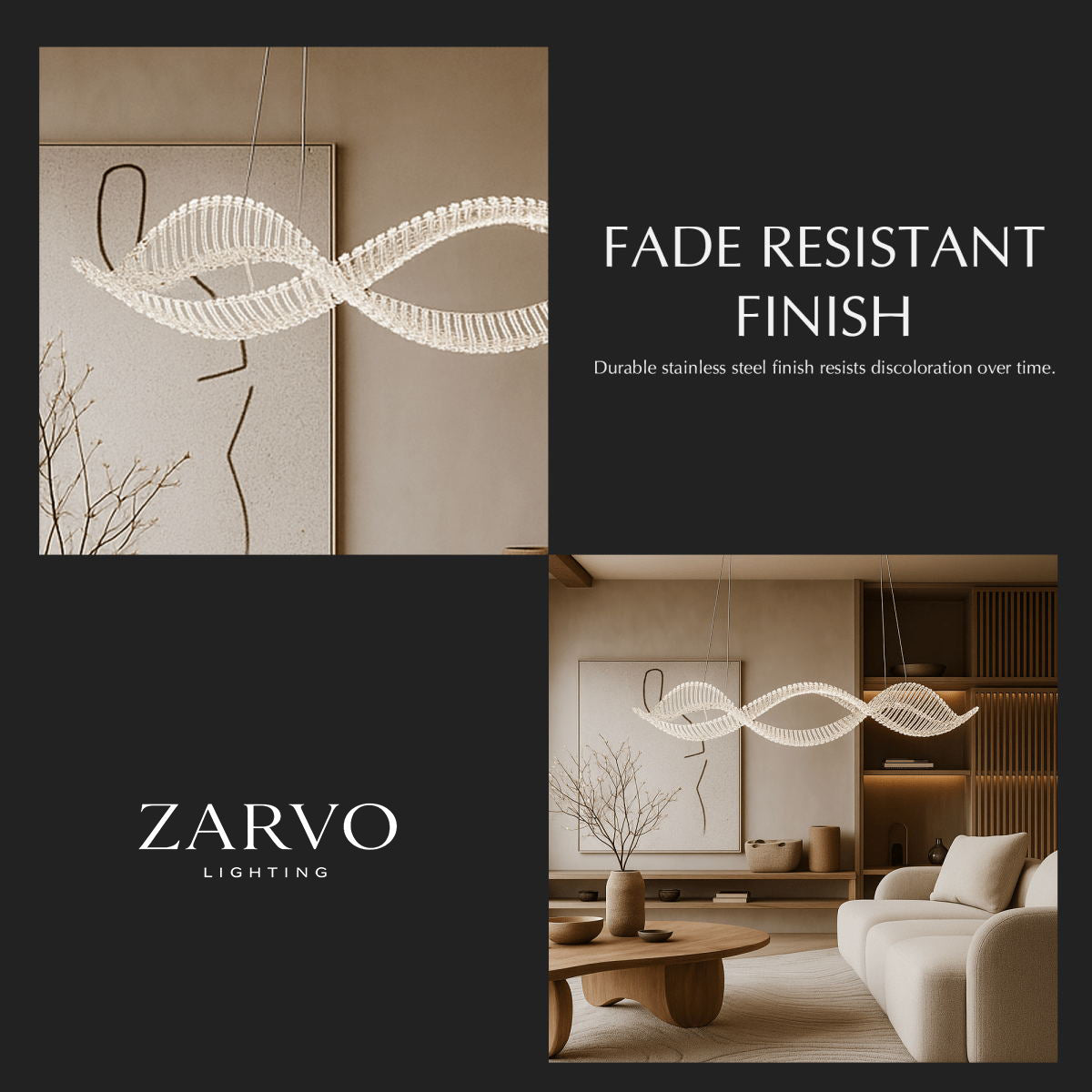 Undulating Crystal Arc Chandelier In Brushed Steel With Gold Or Chrome Finish